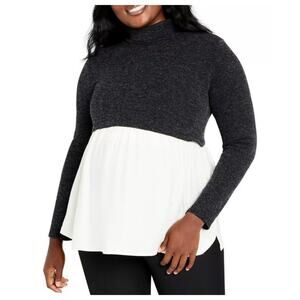 Motherhood Maternity Womens Size XL Layered Hacci Knit Top Black Cream
